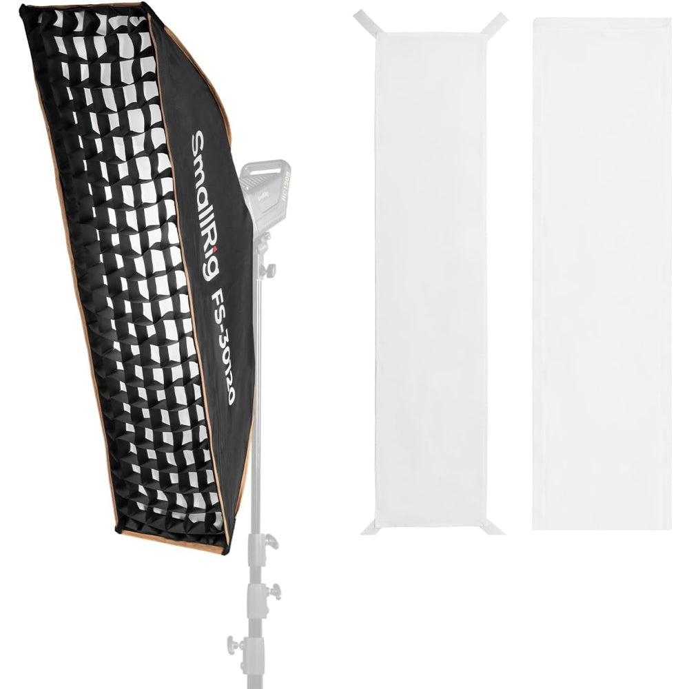 SmallRig Quick-Setup Folding Strip Softbox 60 x 90cm & 30 x 120cm  with Bowens Mount, Honeycomb Grid & Dual Diffusers, Portable Durable for for Studio Lighting Photography & Videography | 5369 | 5370
