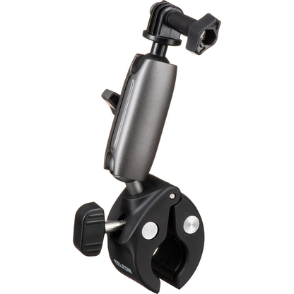 TELESIN Bike & Motorcycle Crab Claw Style Clamp Pipe Mount with Dual 360° Ball Head Swivel Joint, Anti Slip Rubber Grip and Adjustable Angle Lock for Action Cameras
