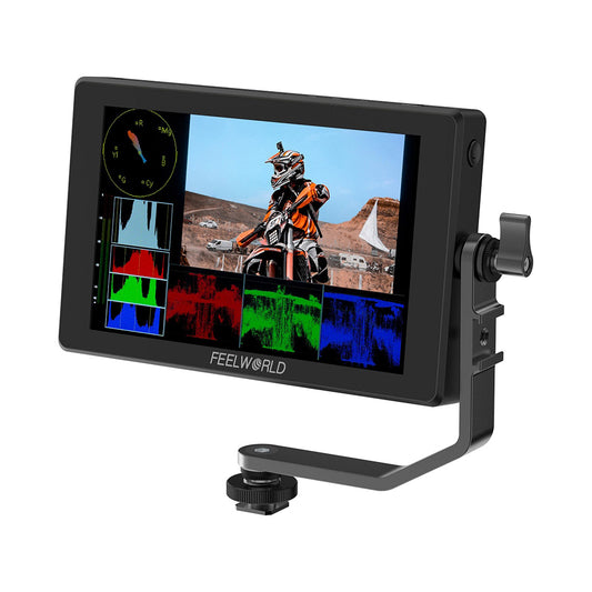 FEELWORLD SH7 (7") 2200nit IPS On-Camera Field Monitor with Touch Screen Control, HDMI / 3G-SDI In & Out with Cross Conversion, HDR, 3D LUT, Waveform, Auto Dimming Light Sensor, and NP-F Battery Plate for Camcorders, DSLRs, and Mirrorless