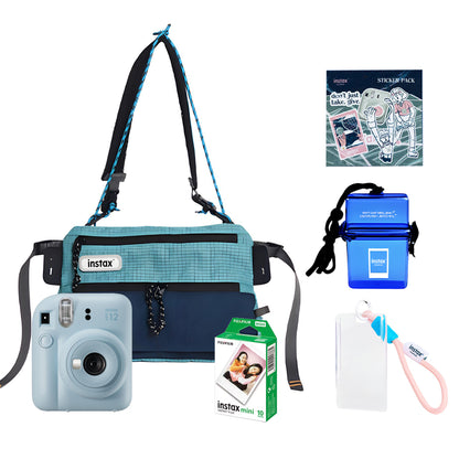 FUJIFILM Instax Mini 12 Instant Camera Club Kit Bundle Pack with Mini Glossy Film 10s, Sling Bag, Waterproof Case, Keychain Photo Holder and Sticker Pack | Blue Green Pink Purple White