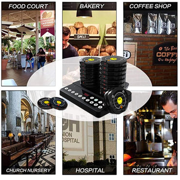 [CLEARANCE] DAYTECH Coaster Buzzer Restaurant Guest Pager Calling System 120m Long Range Queue Line Beeper for Fast Food, Cafe, Clinic, Coffee Shop | E-P1000