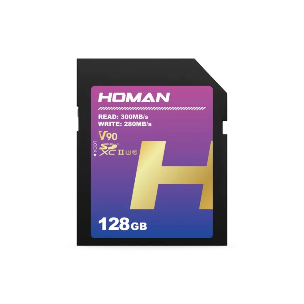 HOMAN 128GB 64GB SD Memory Card SDXC UHS-II U3 V90 Class 10 with 300MB/s Read | 280MB/s Write Speeds