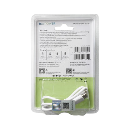 RAVPower 1.2V AA Ni-MH Rechargeable Battery 2500mAh (4pcs) and 4-Slot Charger with Micro USB & Type C Charging Ports for Cameras, Remote Controllers, Wall Clocks, Home Doorbells, Flash Lights, etc.