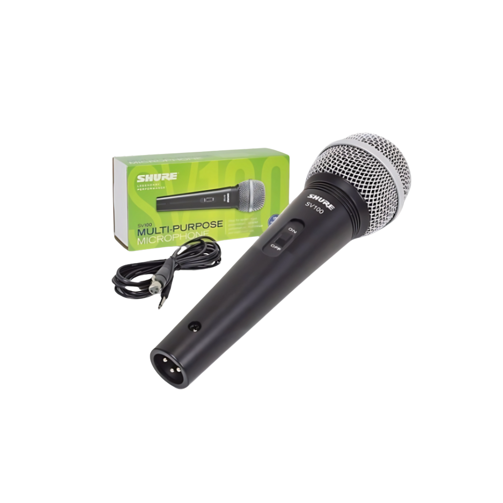 Shure SV100 / SV200 Multipurpose Vocal Microphone Cardioid Dynamic Mic with 15FT XLR to 1/4" Cable for Live Sound, Recording, Karaoke & Music Instruments | SV100-X | SV200-Q-X