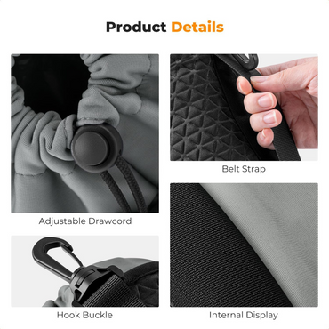 K&F Concept 4-Pack Camera Lens Pouch Bag Cases with Protective Drawstring Lock, Belt Strap & Hook Buckle Design for Mirrorless, DSLR and SLR Lenses (S, M, L, XL) –  Ideal for Photography, Videography, Vlogging & Travel