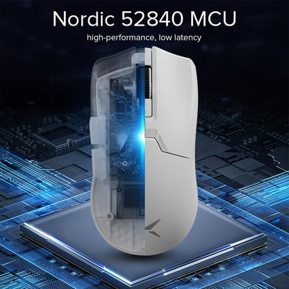 [CLEARANCE] Delux M800 Ultra USB Wired / Bluetooth and 2.4GHz Wireless Optical Gaming Mouse with 26000 DPI Resolution PAW 3395 Sensor, Up to 7 Programmable Buttons, and 120 Hour Battery for PC and Laptop Computers - White