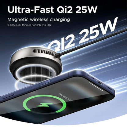 UGREEN 25W Qi2 Magnetic Wireless Charger, USB-C, MagSafe Compatible, Fast Charging