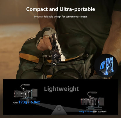 SmallRig Compact V-Mount Battery Mounting Plate System with Arca-Swiss QR Quick Release Plate, 90 Degree Rotating Plate and 15mm Rods with Chest Support for SmallRig VB50 / VB99, Sony Alpha, Canon EOS and Panasonic Lumix Series DSLR / Mirrorless Camera