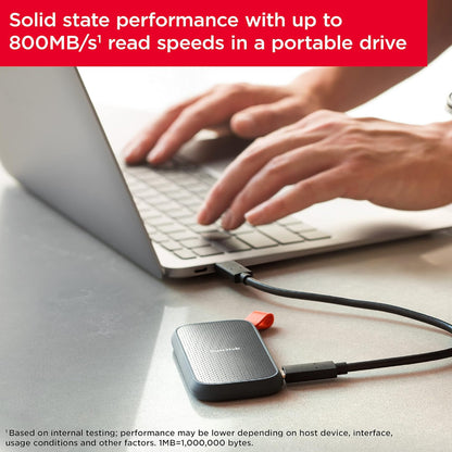 SanDisk Portable SSD 2TB 1TB USB 3.2 Gen2 External Solid State Drive with 800MB/s Read Speed, Drop Resistant with Rubber Hook