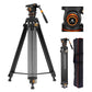 K&F Concept 360 Degree Fluid Head 3-Section Professional Video Tripod with 10kg / 8kg Max Load Capacity, 1.9m Max Height, Hydraulic Dampening Panoramic / Tilt and 1/4" 3/8" Threaded Mounts for DSLR Mirrorless Cameras | VA3+BV10 VA3+BV20