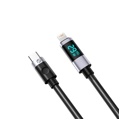 [CLEARANCE] ORICO 2 Meters LDC2L Series USB Type-C Male to Lightning Male Data and Charging Nylon Braided Cable with PD 29W, 480Mbps Transfer Rate with LED Display and E Marker Chip for Smartphone - Black