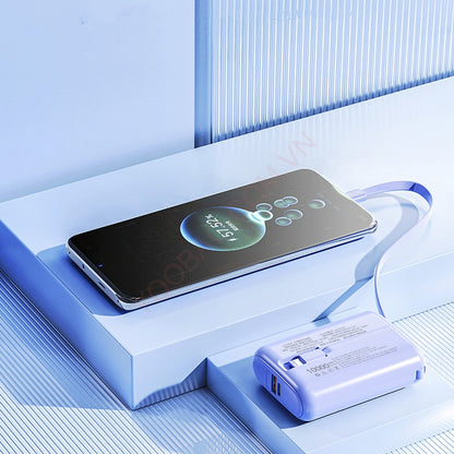 Yoobao LK-PD20 10000mAh 22.5W Fast Charge Mini Power Bank with Built-In Type C & Lightning Charging Cable, USB-A & USB-C Port for Phone, Tablet, Camera, iPhone, Android Smartphone, etc. - White / Purple / Blue | Powerbank
