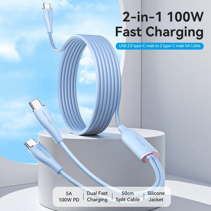 [CLEARANCE] Vention 1.5 meters 100W USB 2.0 Type C Male to Dual Male PD Fast Charging Data Cable with High-Speed 480mbps Transfer Rate for Smartphone, Tablet, Laptop, Gaming Console