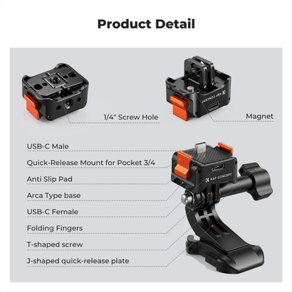 K&F Concept Type-C Charging Mount Adapter for DJI Osmo Pocket 4/3