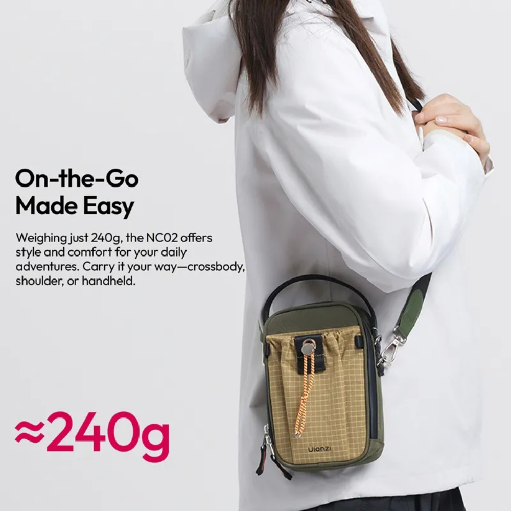Ulanzi NC02 U Mini Phone Pouch with Portable Wide Opening, Removable Shoulder Strap, Multiple Pockets, Dual-Layer Front Drawstring Design for Smartphone, Power Banks & Other Daily Essentials | B164