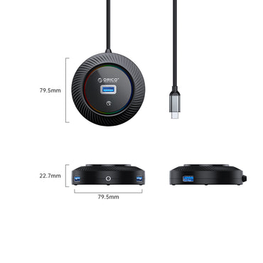 [CLEARANCE] ORICO 1.8 Meter 4 in 1 USB Type-C RGB Hub with USB-A 3.0 / AUX 3.5mm Jack Outputs, 5Gbps Data Transfer Rate for Windows, Mac OS, Linux | YKR4-C3