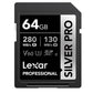 Lexar Professional 256GB 128GB 64GB Silver Pro SDXC UHS-II Memory Card V60 Class 10 U3 with Max 280MB/s Read Speed for Videography and Photography