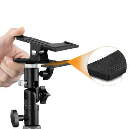 K&F Concept Heavy-Duty Metal Bracket Clip for Reflectors, Backdrops & Umbrella Diffusers with Flexible Swivel Adjustment, 5/8" Light Stand Attachment, and 1/4"-3/8" Screw Threads for Cameras, Fill Lights & Photography Studio Lighting