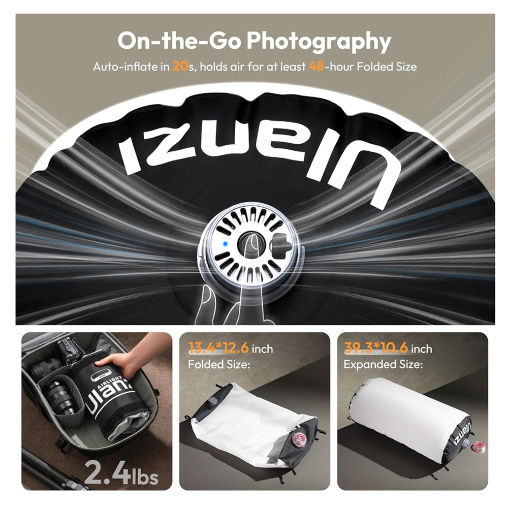 Ulanzi AL60 60W | 120W Bi-Color LED Inflatable Air Tube Light with 2700 - 6500K CCT, Max 6m Light Range, PD3.1 Fast Charging USB Type-C Port and 10 Light Effect Presets for Studio Lighting and Equipment