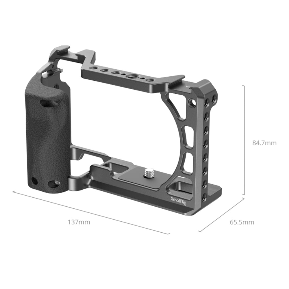 SmallRig Camera Cage for Sony a6100, a6300 & a6400 with Silicone Handle Grip, Arca-Swiss Baseplate, Cold Shoe Mount, 1/4"-20 Threaded & ARRI Locating Holes for Tripods, Gimbal Stabilizers, Handles, Microphones, Lights & Monitors | 3164B