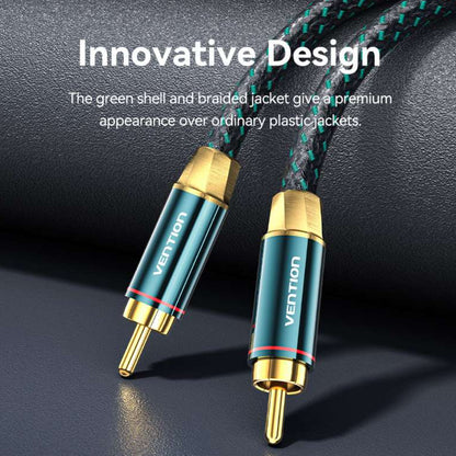 Vention RCA Cotton Braided Coaxial Cable (Hi-Fi) with Male to Male Gold Plated Plug Connectors and Dual Interl Shielding for Audio Visual Equipment and Sound Systems Smart TV CD / DVD Players Amplifiers Speakers and more