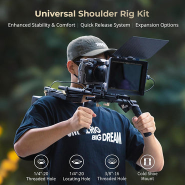 SmallRig Aluminum Alloy Shoulder Rig Kit with Dual Hand Grips, Baseplate with 15mm LWS Rods and Clamp, Arca Type QR Quick Release Plate and Back Support for DSLR / Mirrorless Cameras