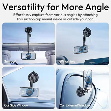 Ulanzi ZJ06 MagSafe Sp-On Holder with Suction Cup Mount for Smartphones with Dual 360° Ball Head, 4 Level Arm and 500g Max Load Capacity for Photo and Video | T117
