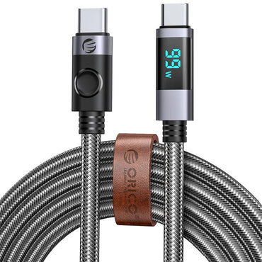 ORICO USB Type-C 100W Fast Charging Data Cable with LED Display and Nylon-Braided Cord for Smartphones, Tablets, Laptops, iPhone 16 / 15, iPad, MacBook