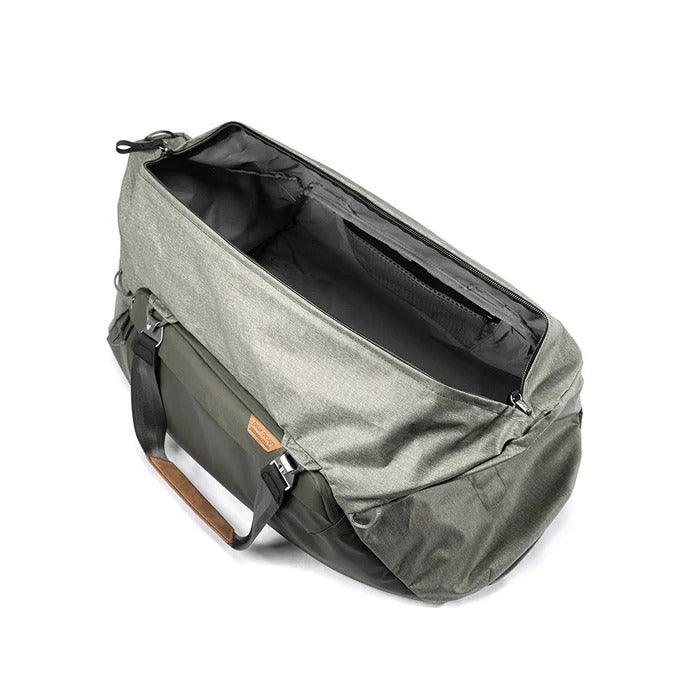 Peak Design 65L Travel Duffel Weatherproof Bag with Padded Straps, 6 Total Pockets | Sage