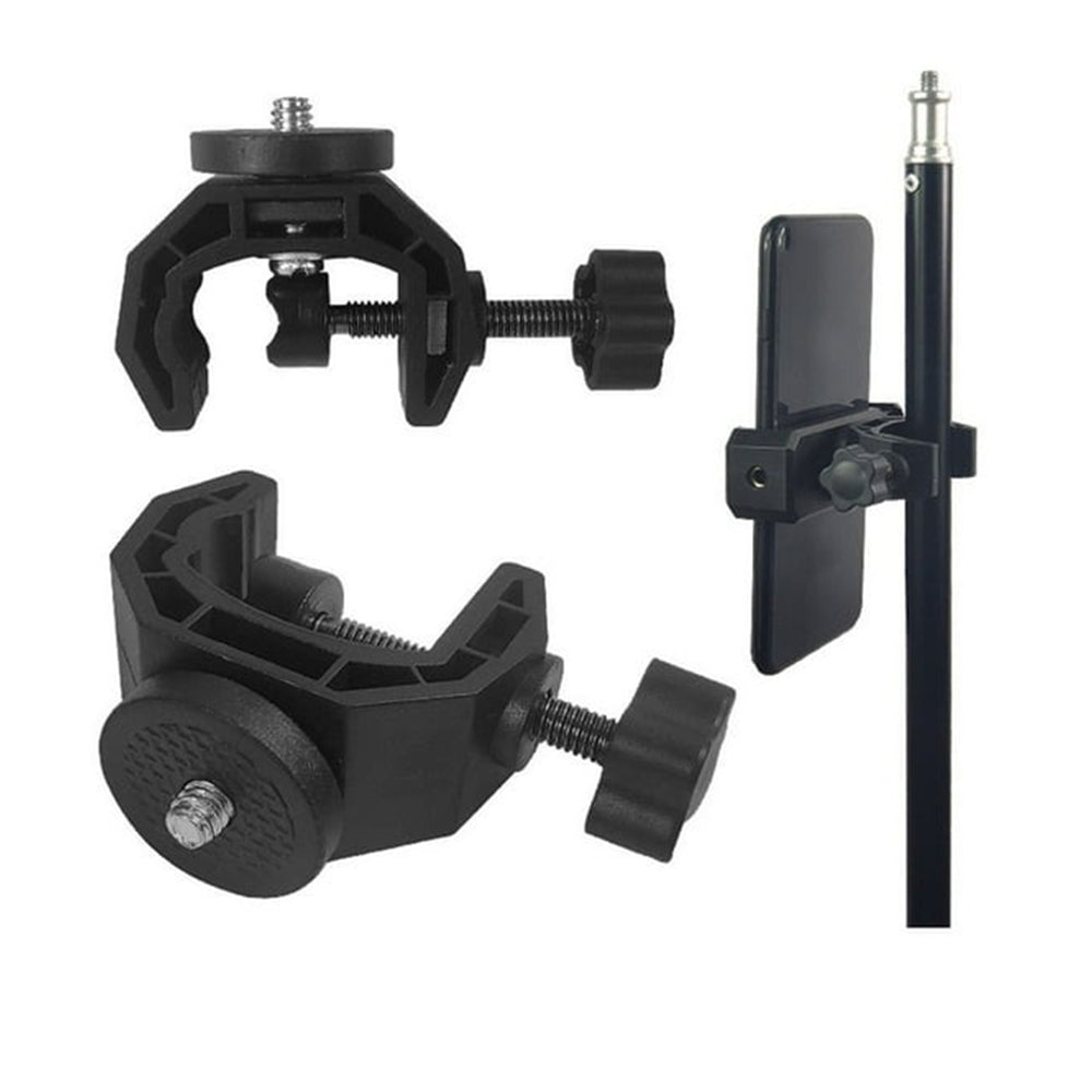 Pxel C-Type Clamp Universal Table Desk Mount with 1.65-Inch Clamping Diameter & 1/4" Thread Attachments for Smartphone Holder, Compact Cameras, Video Lights and Compatible to Motorcycle Bicycle Handlebars, Tripod, and Light Stands | AA-AC2