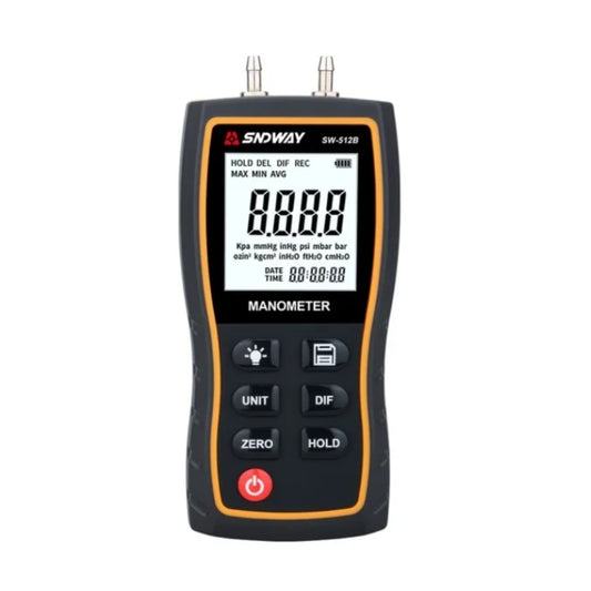SNDWAY Digital Manometer Air Pressure Gauge with +39.99 kPA Measurement Range, LCD Display, Multi-Unit Switching and 3.18mm Pressure Connection | SW-512B