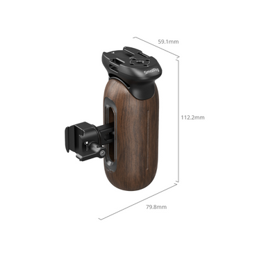 SmallRig Wooden Side Grip Handle with NATO Clamp for Camera Cages Accessories with Cold Shoe, Strap Slots & Allen Key | 5239