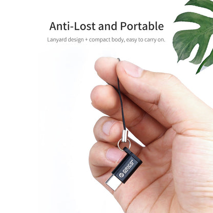 [CLEARANCE] ORICO 2-in-1 Portable Charge and Data Transfer OTG Aluminum Alloy Adapter Micro B to Type C with Anti-Magnetic Anti-Shock Heatproof Waterproof Feature | Black