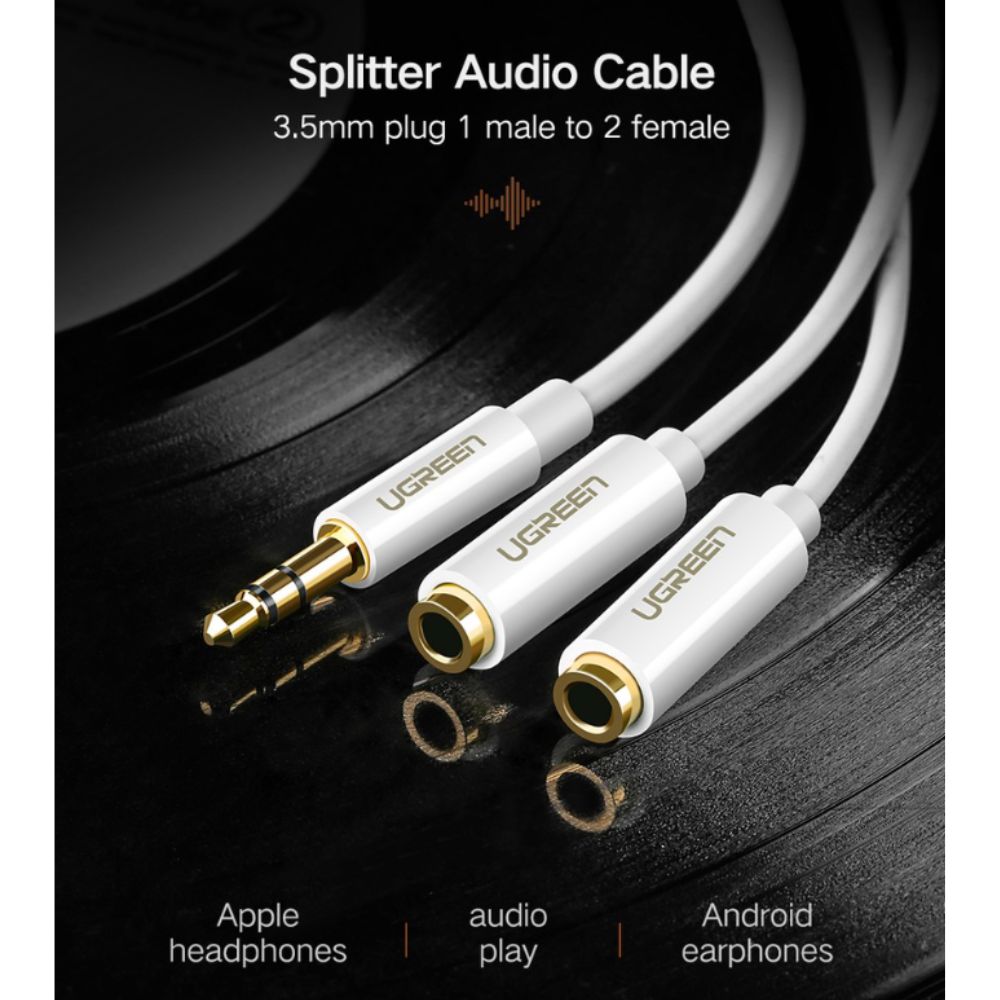 [CLEARANCE] UGREEN 3.5mm Jack Male to 2 Female Aux Connector Audio Splitter Cable for PC, Laptop, Tablet, Phone, etc. | 10739
