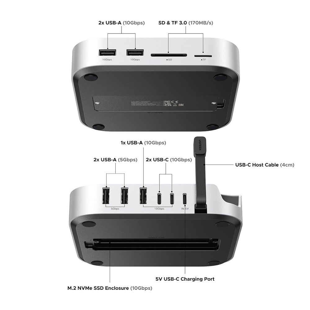 UGREEN Mac Mini M4 / M4 Pro USB Type-C Expansion Dock Station 11 in 1 Hub
