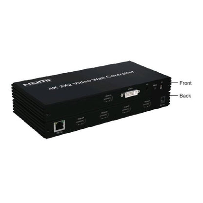 ArgoX 4K UHD HDMI DVI Video Wall Controller with 2x2 1x2 2x1 Supported Splicing Function, RS232 Control Protocol & 3.5mm Audio Interface for TV Monitor LCD Screen Display