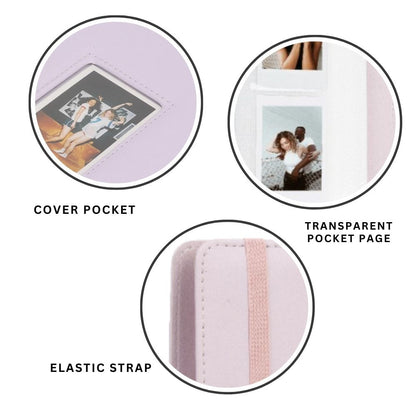 Pikxi AM288 288 Pockets PU Leather Photo Album for Fujifilm Instax Mini Instant Film Cameras - Available in Blossom Pink, Pastel Blue, Lilac Purple, Off White, Mint Green, Black and Brown