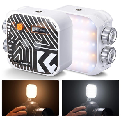 K&F Concept Bi-Color LED Portable Video Fill Light 2500K-9900K CRI 96+ with Built-In 2000mAh Rechargeable Battery & 15 Light Effects for Travel Photography Content Creation Vlogging Streaming Recording - Black