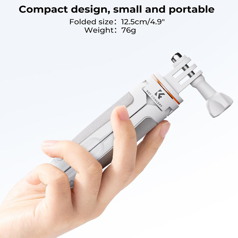 K&F Concept MS03 13" Pocket-Sized Retractable Selfie Stick Tripod for GoPro Hero, Insta360, DJI Osmo Action Cameras - Black Orange | KF09-133V1