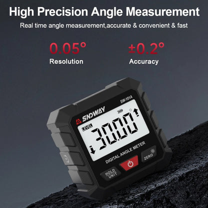SNDWAY Digital Angle Magnetic Clinometer with 4 Directions 90-Degree Measurement Range, Full View LCD Display, Automatic Screen Rotation, and Built in Rechargeable Lithium Battery for Industrial & Home Improvements | SW-101A