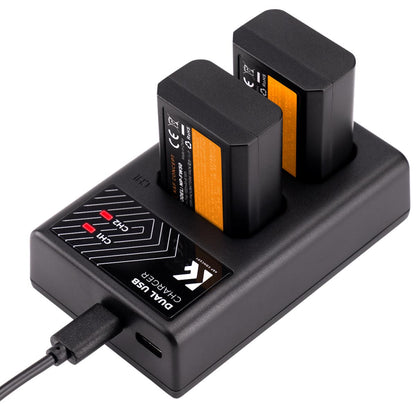 K&F Concept NP-FW50 (3-Pack / 2-Pack) 1100mAh Rechargeable Camera Battery Replacement and Triple / Dual Slot Charger Kit with USB Type-C / Micro B Input Fast Charging Ports for Selected Sony Cameras