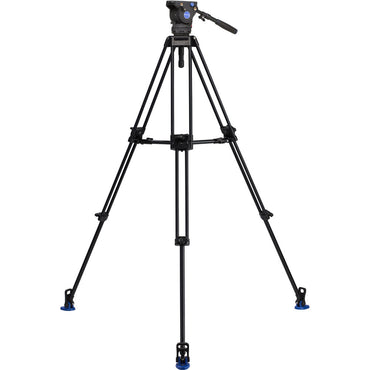 Benro BV6 Pro Aluminum Video Tripod Kit with 6kg Load Capacity, 2-Stage, 3-Section Tripod Legs with 75mm Levelling Ball, Removable Mid-Level Spreader and Up to 90 Degree Tilt Range for Camera Support System