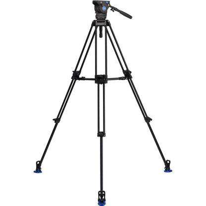 Benro BV6 Pro Aluminum Video Tripod Kit with 6kg Load Capacity, 2-Stage, 3-Section Tripod Legs with 75mm Levelling Ball, Removable Mid-Level Spreader and Up to 90 Degree Tilt Range for Camera Support System