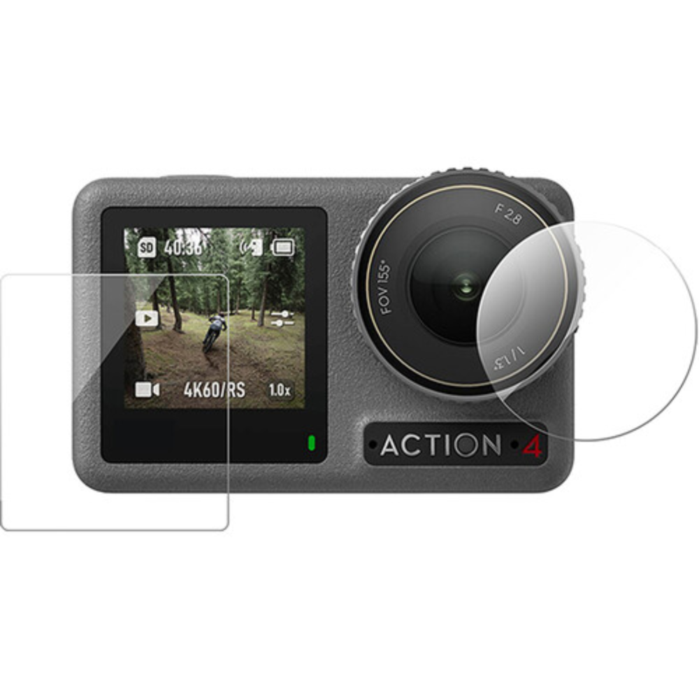 TELESIN HD Protective Film Kit for DJI OSMO Action 4 / 3 Lens Front Rear Screen Tempered Protection