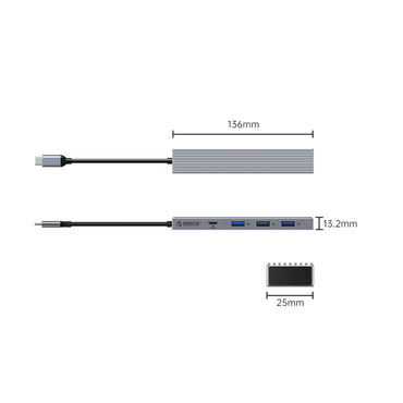 [CLEARANCE] ORICO Type C 4 in 1 Hub Compact and Portable Aluminum Alloy + ABS with 10Gbps Transfer Rate USB 3.2 USB A x 3 Type C x 1 PD 100W Drive Free Fast Cooling High-Performance Zero-Latency for Windows Mac OS Linux iPad | DHF-3U1C