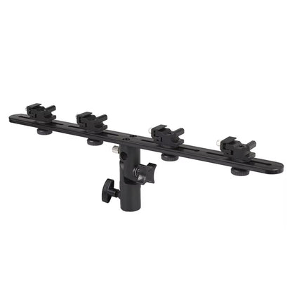 Pxel Quad / Dual Light Stand Bracket with Umbrella Reflector Holder, 1/4 & 3/8 Inches Cold Shoe with 180° Vertical Adjustment & Adjustable Hot Shoe Mount for Camera Flash Speedlite, Studio Lights & Photography Accessories | LS12 LS13