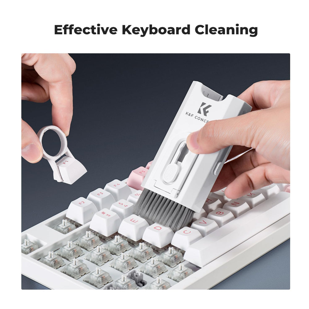 K&F Concept 8-in-1 Multi-Purpose Cleaner with Cleaning Nib, Cotton Swab, High Density Soft Brush, Liquid Solution, Key Puller, and Velcro Washable Super Fiber Cloth for Electronic Devices Laptop Camera Keyboard Desktop Computer