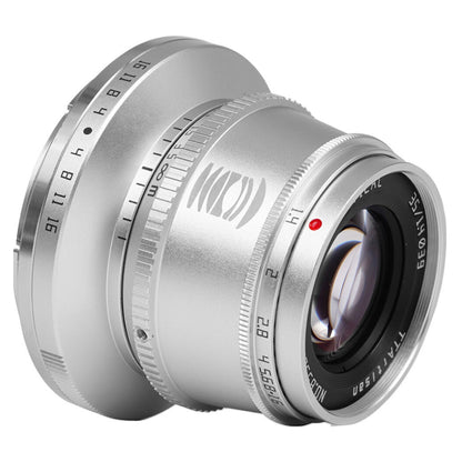 TTArtisan 35mm F/1.4 APS-C Format Leica L Mount Prime Lens Large Aperture Sonnar Optical Design Full Metal Body, MF Manual Focus, 11" Focus Distance, Clicked Aperture Ring for Smooth Bokeh & Low Light Photography | Black, Silver