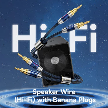 Vention Dual Ba Plug Cotton Braided Professiol Speaker Cable (Hi-Fi) with Male to Male Gold Plated Connectors and Triple Interl Shielding for Audio Equipment and Sound Systems Receivers Amplifiers Loudspeakers and more