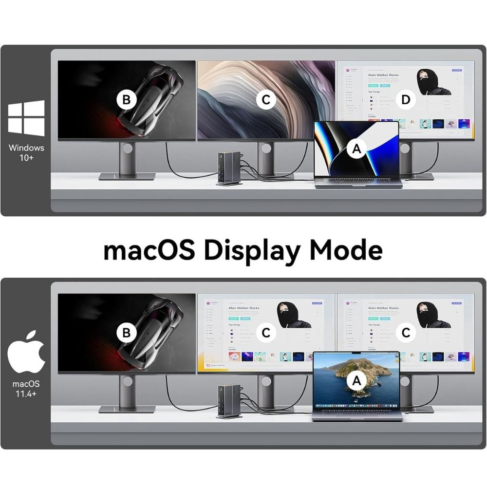 Vention TPFH0 Thunderbolt 4 14-in-1 Multifunctional Docking Station with 40Gbps Fast Transfer Rate, 8K 30Hz UHD, Intel Certified, PD 60W, 10Gbps USB 3.2 Type-C Gen 2, USB-A 3.2 Gen 2, 5Gbps USB-A 3.0, 3.5mm AUX, 1000Mbps, SD & TF Card Slot